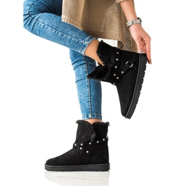 TRENDI Schwarzes Mukluki mit Zirkonen