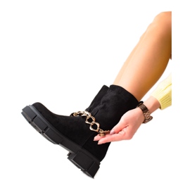 Bestelle Wildlederstiefeletten mit Kette schwarz
