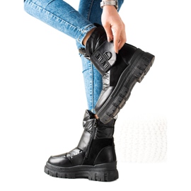 TRENDI Warme Schneestiefel mit Klettverschluss schwarz