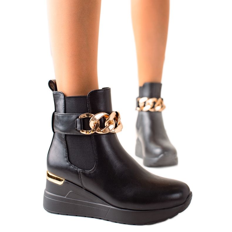 Groto Gogo Modische Keilstiefel schwarz