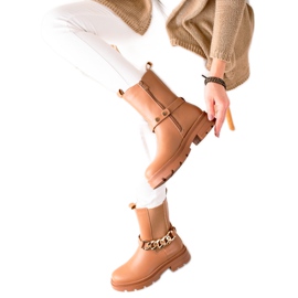TRENDI Hohe Stiefeletten mit Kette beige