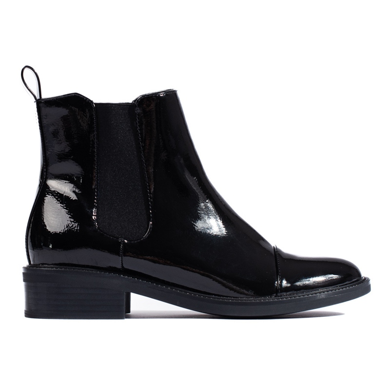 TRENDI Elegant lackierte Chelsea Boots schwarz