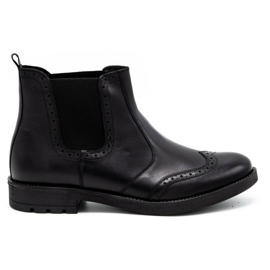 Olivier Herren Chelsea Boots, Leder Brogues 7003KB schwarz