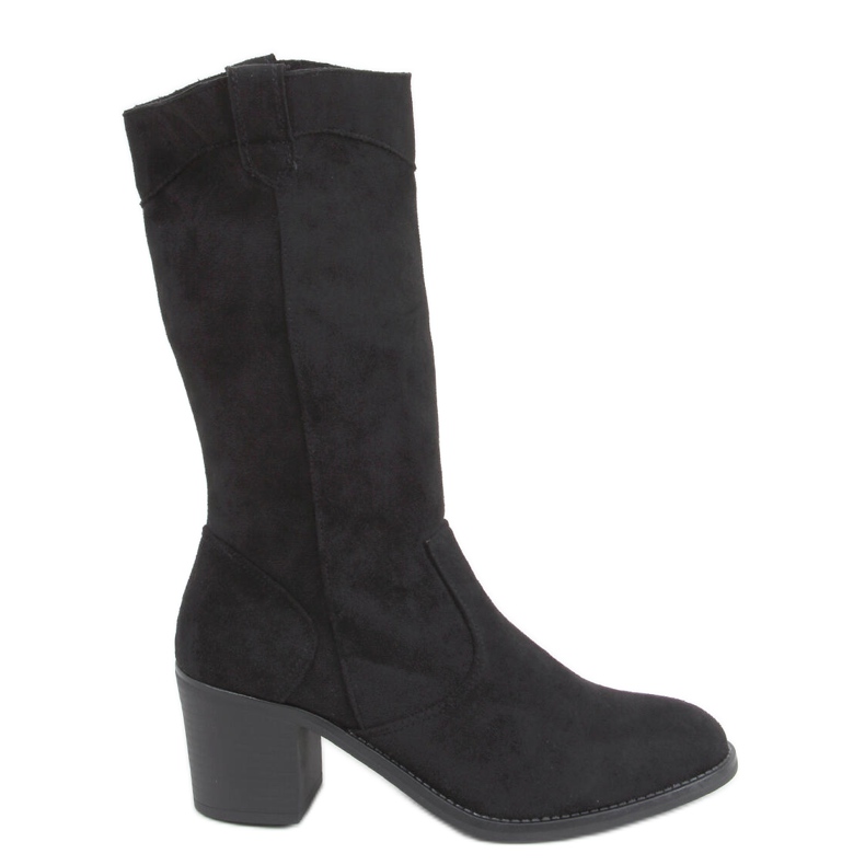 Mono Schwarze Stiefel mit weitem Absatz