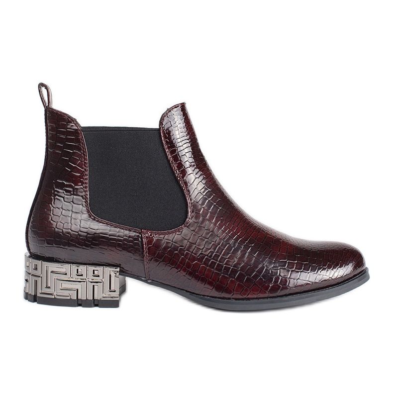 Sergio Leone Chelsea Boots mit dekorativem Absatz braun rot