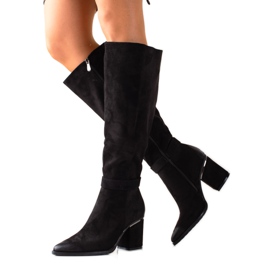 W. Potocki Schwarze Potocki Wildlederstiefel