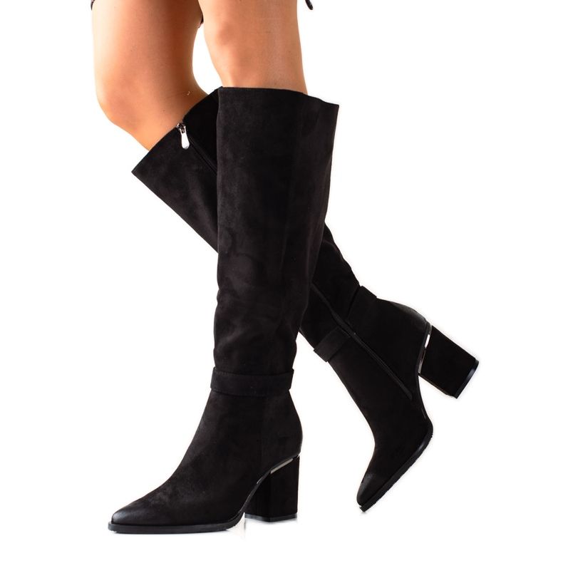 W. Potocki Schwarze Potocki Wildlederstiefel