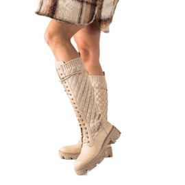 TRENDI Gesteppte Arbeiterstiefel beige