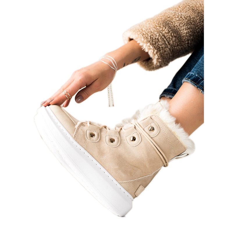 TRENDI Stylische beige Schneestiefel