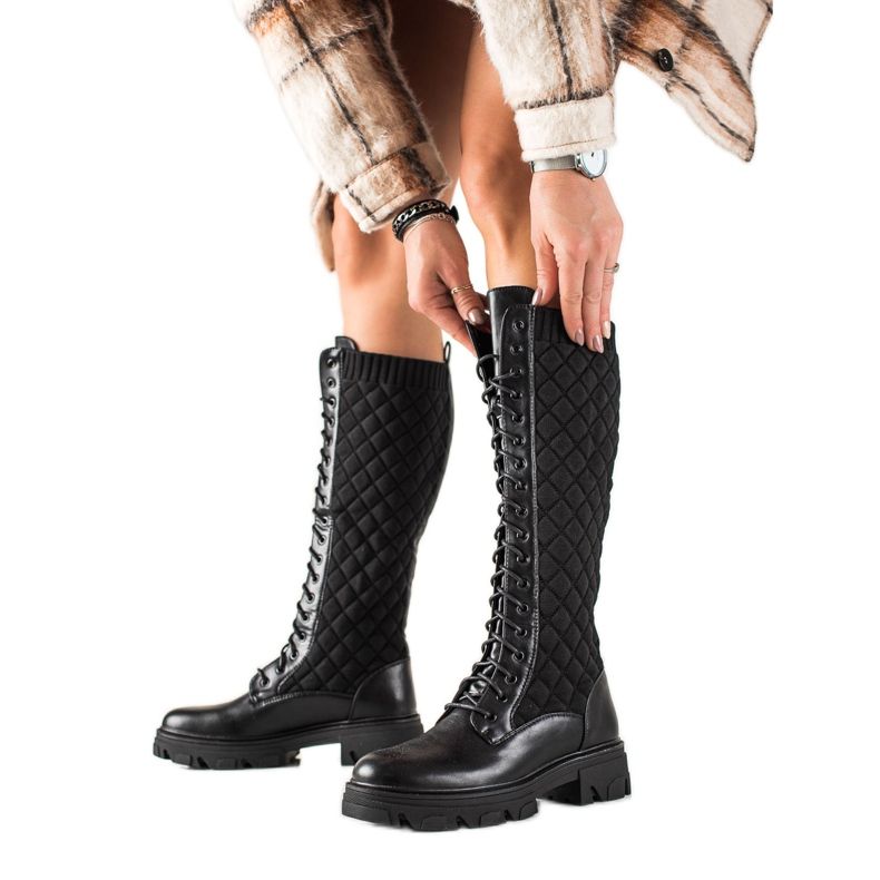 TRENDI Gesteppte Arbeiterstiefel schwarz