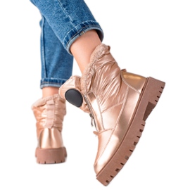 TRENDI Goldene glänzende Schneestiefel