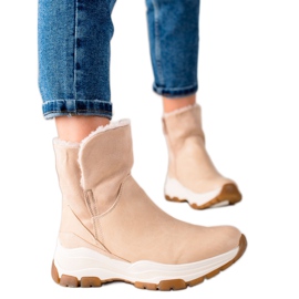 Goodin Warme Stiefel mit Reißverschluss beige
