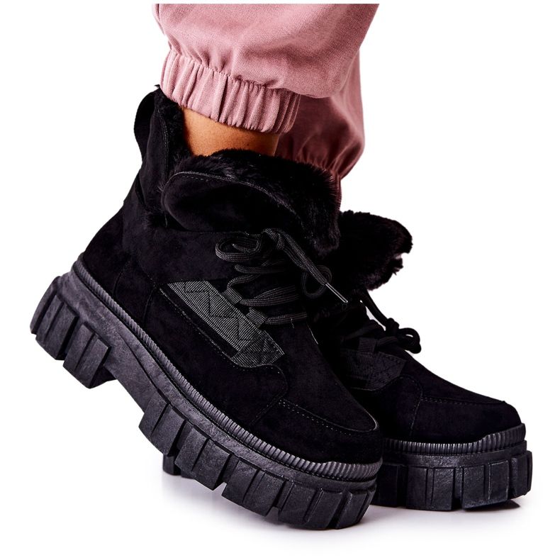 PM1 Schwarze warme Stiefel Trappers Black Demaris