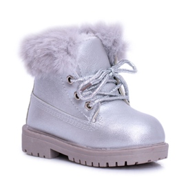 Silberne warme Kinderstiefel Trappers Fobos