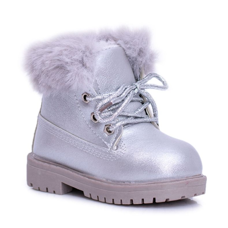 Silberne warme Kinderstiefel Trappers Fobos silber-