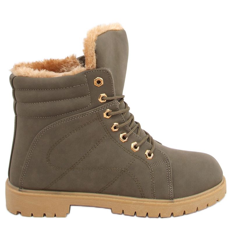 Isolierte Holzstiefel für Damen Polle Grün Schwarz