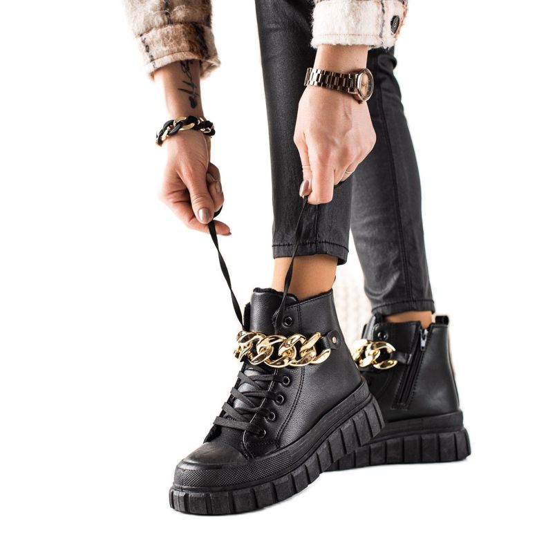 TRENDI Warme Stiefel Turnschuhe schwarz