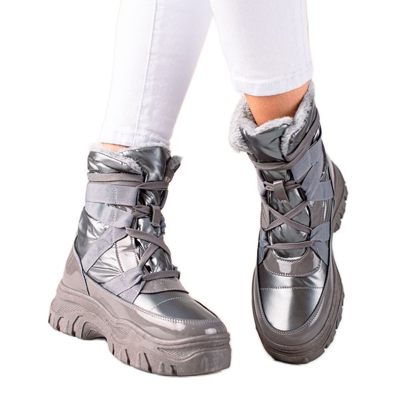 TRENDI Graue Schneestiefel LT240g silber-