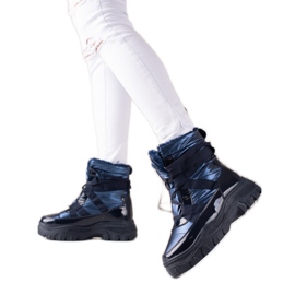 TRENDI Marineblau schimmernde Schneestiefel