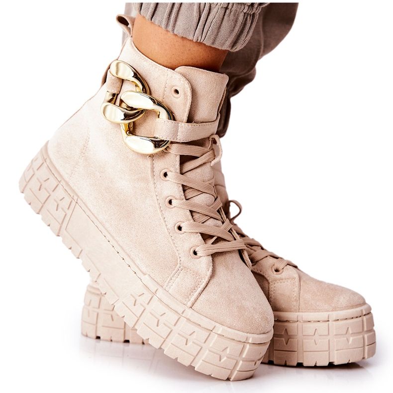 Hohe Sneakers auf der Evenia Light Beige Platform