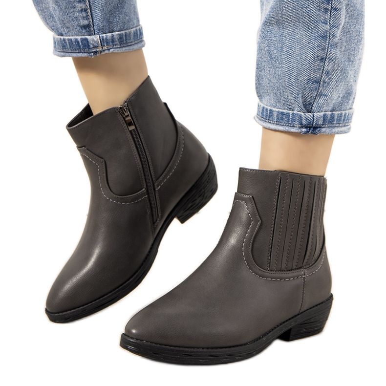 Graue Jolicoeur isolierte Cowboystiefel