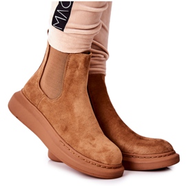 PS1 Wildleder Booties Jodhpur-Stiefel auf der Beige Marissa-Plattform braun