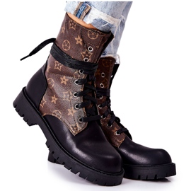 FJ1 Lonevis braune und schwarze Lederstiefel