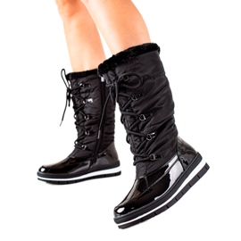 TRENDI Hohe Schneestiefel mit Fell schwarz