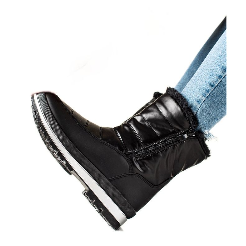 TRENDI Klassische Schneestiefel am Reißverschluss schwarz