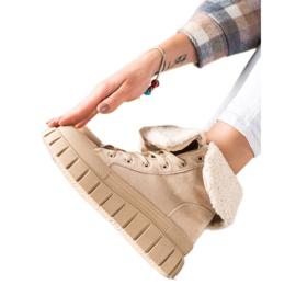 TRENDI Stiefel, Sneakers mit Schaffell beige