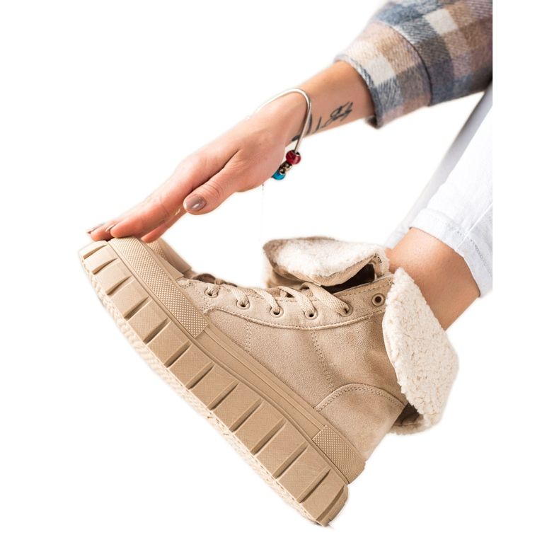 TRENDI Stiefel, Sneakers mit Schaffell beige