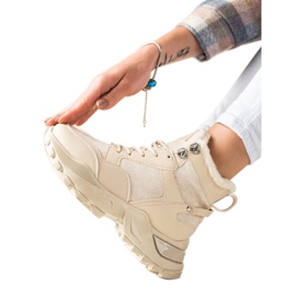 TRENDI Warme Schnürstiefel beige