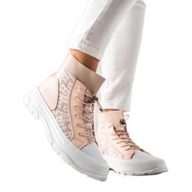 Goodin Modische hohe Sneakers weiß rosa