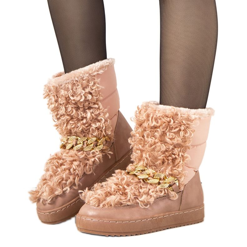 Rosa Schneestiefel mit Fell von Montmina