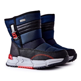 PJ2 Warme hohe Kinder-Schneestiefel Marineblau Leoth schwarz