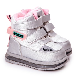 PJ2 Warme Schneestiefel Silber Hesiera Stiefel mit Reißverschluss rosa