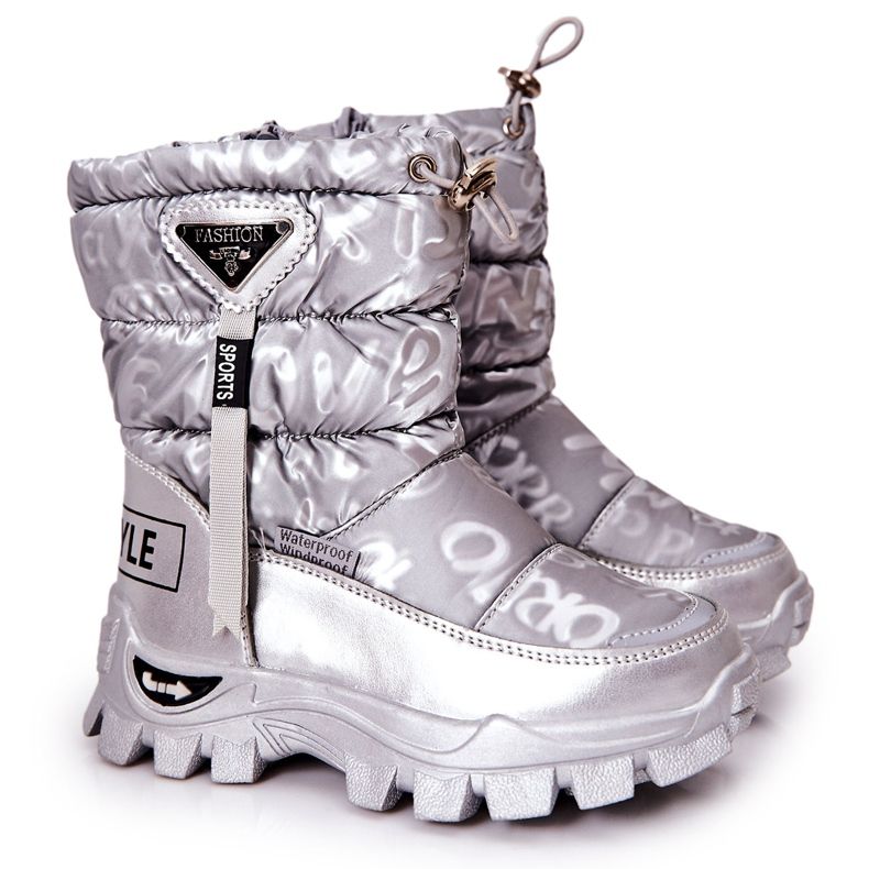 PJ2 Warme Kinder-Schneestiefel am silbernen Cleome-Reißverschluss silber-