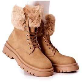 Warme Stiefel mit Fell Beige Farley braun