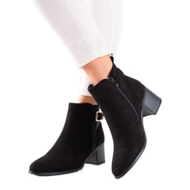 TRENDI Klassische Stiefel aus Wildleder mit hohen Absätzen schwarz