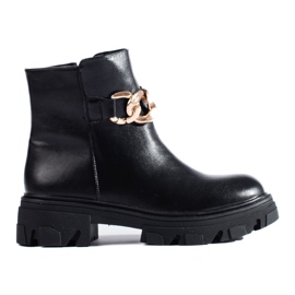 PA1 Schwarze Stiefeletten mit Kette