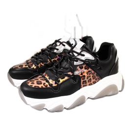 Goe W II2N4067 Leoparden-Sneakers beige braun schwarz silber-