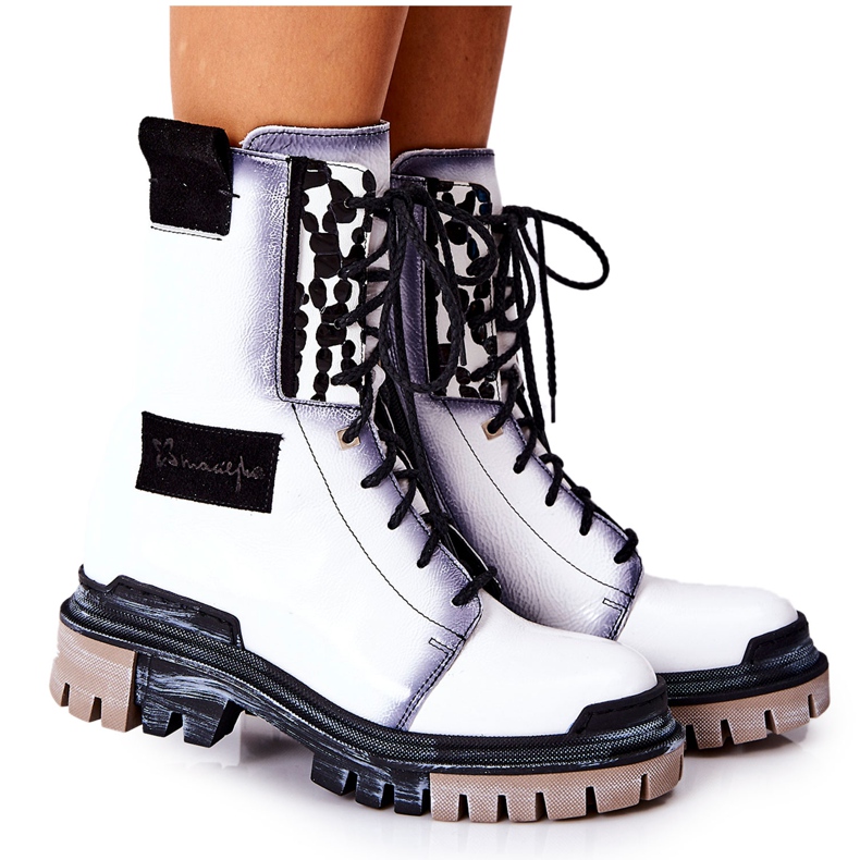 Lederstiefeletten Warme Stiefel Maciejka Weiß 05113-11 schwarz