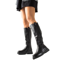 Evento Bequeme schwarze Stiefel mit Öko-Leder