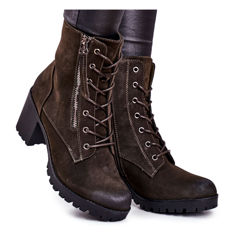 S.Barski Damenstiefel On Heel Warm Khaki Vimen