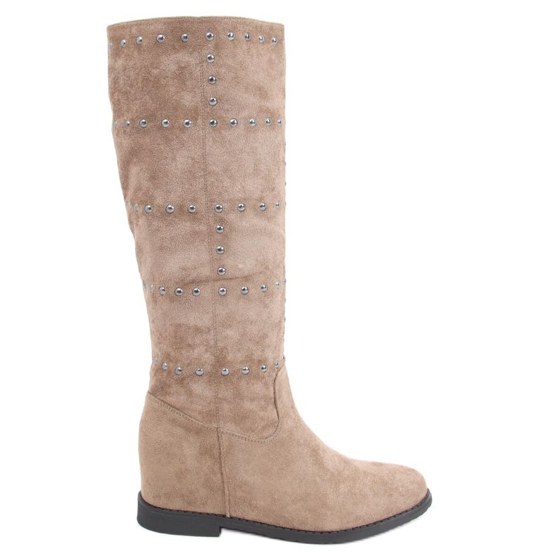 Stiefel auf einem versteckten Keil Ferto Khaki beige