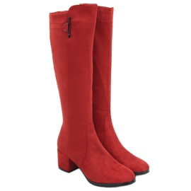 Ritta Purplish Red Stiefel mit niedrigem Absatz rot