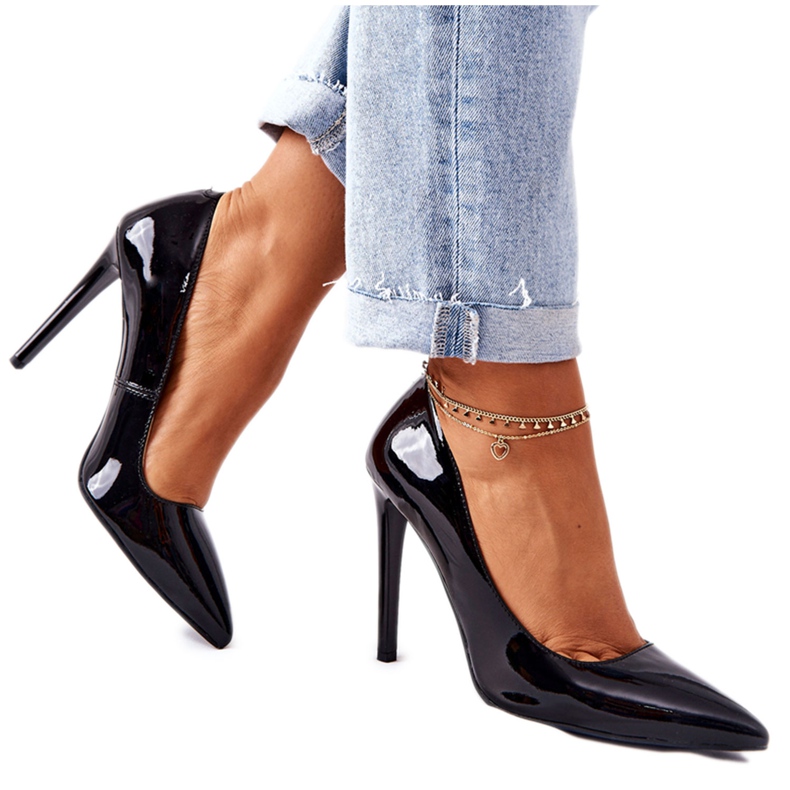 Lackierte High Heels in Spitz Monnari 0220-020 Schwarz