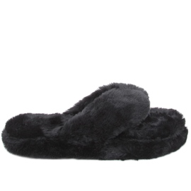 Hase Schwarze Fellpantoffeln