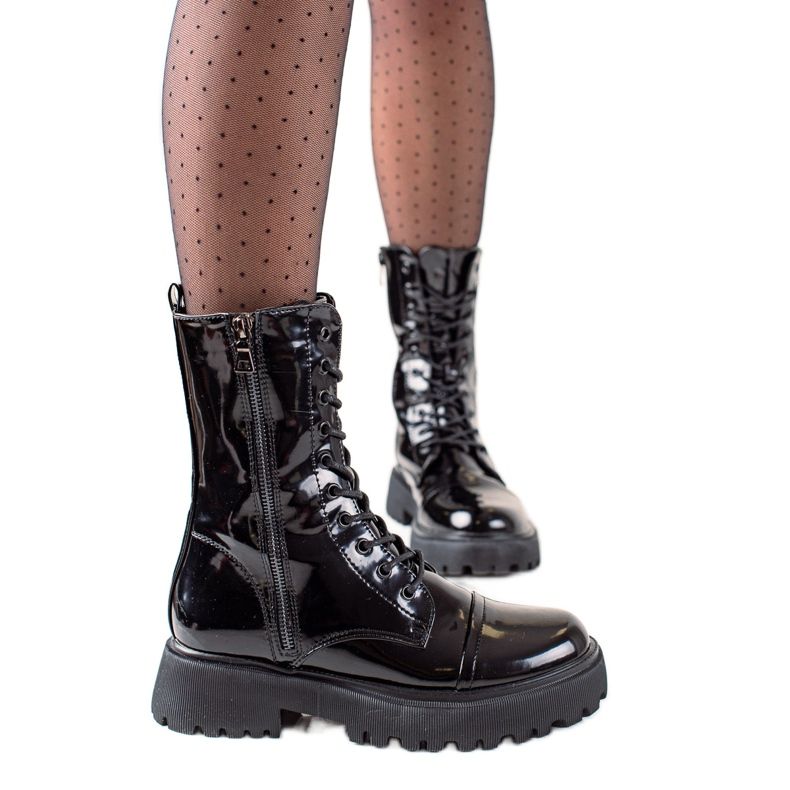 Filippo Lackierte Stiefelstiefel schwarz