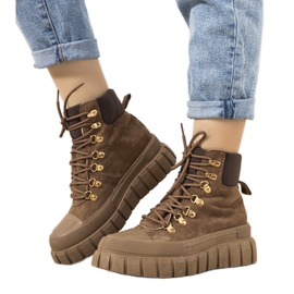 Braune isolierte Damen Schnürstiefel von Calabresi